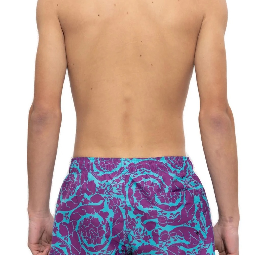 Versace Baroque Pattern Drawstring Swim Shorts - image 7